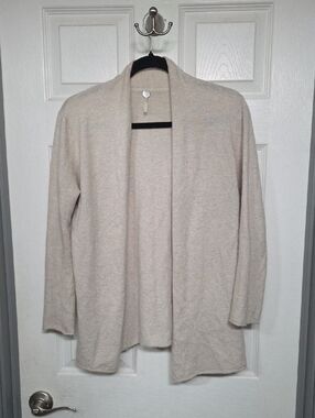 Margaret O'Leary Light Beige Open-Front Cashmere Cotton Cardigan Soft Size 2